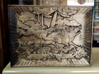 Панно резное "Собачья охота" 280х380мм 